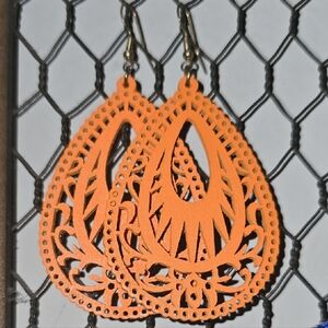 Elegant Orange Teardrop Earrings